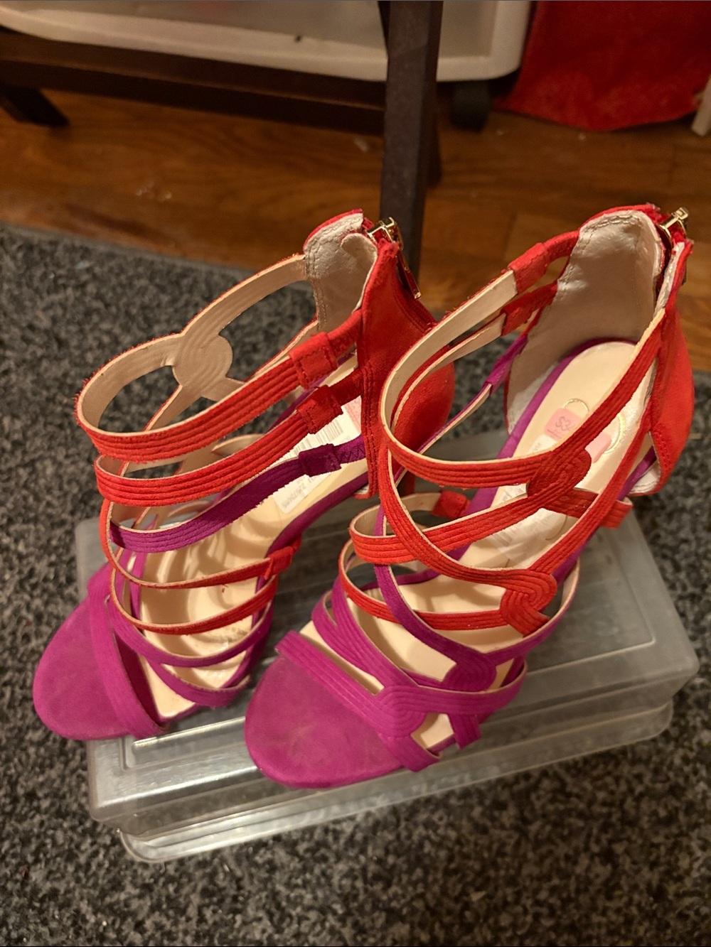 Jessica Simpson Red and Pink Strappy High Heel Sandals